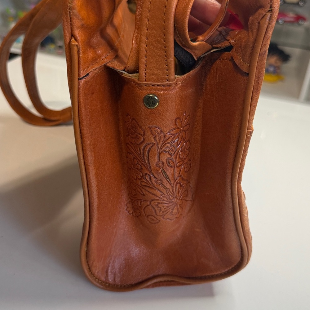 VINTAGE Western Tooled Brown Leather Horse Horseshoe Shoulder Bag Medium Purse - Picture 11 of 11